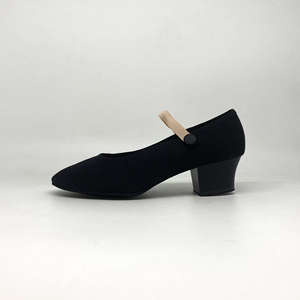 Zapatos de lona negros al por mayor con tacón - Tacones de baile personalizables a granel para estudios de danza y trópeos de teatro OEM/ODM en stock - Product Image 1