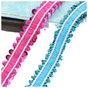 Hochwertige 2-reihige elastische Pailletten-Spitzen gürtel für Tanz kostüme Performance-Bekleidungs zubehör Direkt versorgungs kleidung - Product Image 5