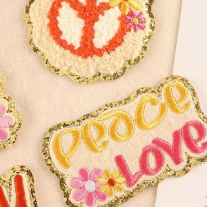 Patch thermocollant en chenille brodé, motifs Orange Jaune, Paix, Arc-en-ciel, Violon, Lunettes de soleil, pour la décoration de vêtements d'enfants - Product Image 3