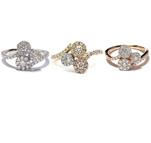 Fabricant direct de Chine, bague classique en or 18 carats avec diamants véritables, sertissage pavé à 3 grappes, pour femme, mariage - Product Image 4