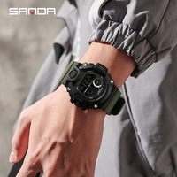 Montre de sport SANDA 326 pour homme, alarme hebdomadaire, chronomètre, affichage numérique LED avec rétroéclairage, montre étanche pour homme