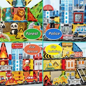 Animaux du zoo Blocs créatifs 3D Modèles de <span class=keywords><strong>construction</strong></span> Jouets d'apprentissage précoce Ensemble de tuiles magnétiques pour tout-petits - Product Image 6