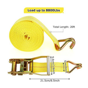 Correas de Amarre con Trinquete de 2" <span class=keywords><strong>x</strong></span> 27' con Ganchos Dobles en J, Resistencia a la Rotura de 10000 Libras, para Sujeción de Carga en Camiones de Plataforma - Product Image 3