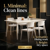 Table à manger rectangulaire moderne et minimaliste en bois massif blanc, multifonctionnelle, 4 places, idéale pour les petits espaces et salons – Meilleure vente