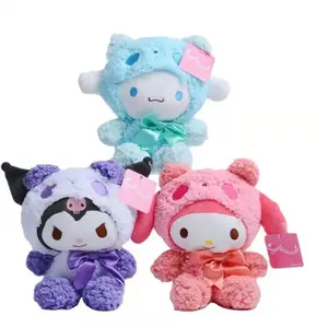 DHF221 grosir 20cm mainan baru mewah lucu Sanrioed Kuromi Melody Cinnamoroll berubah menjadi boneka Panda boneka anime mewah