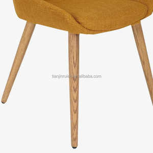 Silla de <span class=keywords><strong>comedor</strong></span> de tela <span class=keywords><strong>mostaza</strong></span> acolchada de último diseño con pies de metal - Product Image 6