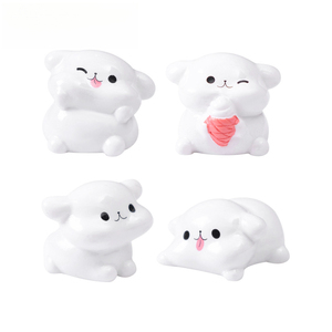 Figura de cachorro blanco y adorable de Weijs, <span class=keywords><strong>Casa</strong></span> de Muñecas Mengli, accesorios decorativos DIY, pequeño adorno de micropaisaje para escritorio - Product Image 5