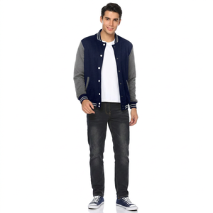 <b>Men's</b> Slim Fit Reversible Varsity Baseball Jacket <b>Long</b> Sleeve Vintage Casual Letterman <b>Coat</b> for Spring Season Plus Size Canvas - Product Image 1