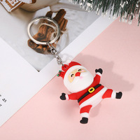 Porte-clés pendentif en caoutchouc durable Soododo Père Noël 2026, motif dessin animé mignon 3D, impression UV, arbre de Noël et bonhomme de neige