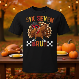 T-shirt à manches courtes pour adultes, unisexe, col rond, imprimé numérique, Thanksgiving Turkey Feast - Product Image 3