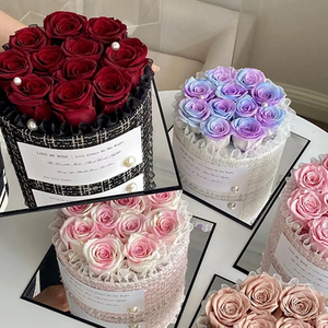 Regalo di san valentino fiori secchi <span class=keywords><strong>Rose</strong></span> d'oro 24 carati di lunga durata per sempre fiori di rosa stabilizzati eterni decorazione scatola regalo fiori - Product Image 2