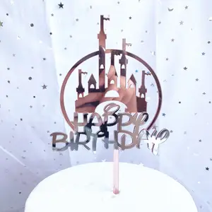 케이크 장식 케이크 장식 용품에 대한 '생일 축하' 편지와 아크릴 성 케이크 토퍼