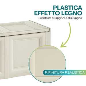 Contenitore di Plastica a 3 Scomparti 125x40x42 Cm con Coperchio Rinforzato per Uso Interno ed Esterno - Product Image 3