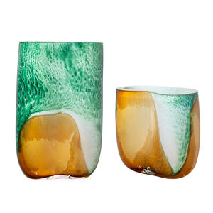 Three Colored Mixed Oval Shape Glazes White Gold Crystal Flower <b>Vase</b> and Trays Home Decor - Product Image 4