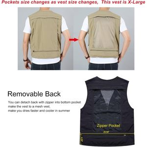 FOXA Men's <b>Utility</b> Cargo <b>Vest</b> Zipper Closure Lightweight Polyester Outdoor Hiking Travel Work Photo <b>Vest</b> - Product Image 5