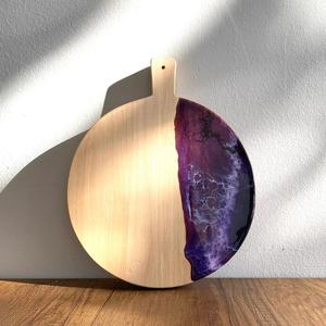 Plateau de service antidérapant rond en résine de bois d'olive pour la cuisine à domicile et le restaurant pour les collations au thé et au café - Product Image 5