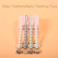 Articles pour bébés mignons et non toxiques, indispensables : attache-sucette pour nouveau-né avec motif d'éléphant, clip pour sucette en silicone de qualité alimentaire souple