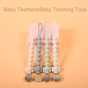 Articles pour bébés mignons et non toxiques, indispensables : <span class=keywords><strong>attache</strong></span>-sucette pour nouveau-né avec motif d'éléphant, clip pour sucette en silicone de qualité alimentaire souple - Product Image 4