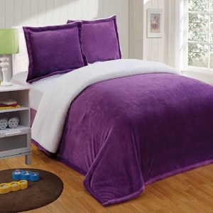 Hot bán sang trọng lớn ấm dày <span class=keywords><strong>Sherpa</strong></span> flannel sang trọng chần bộ đồ giường đặt sản xuất tại Trung Quốc - Product Image 2