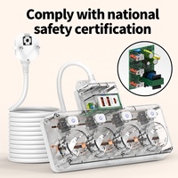 Multiprise UE avec interrupteurs séparés, protection contre les surtensions, chargeur rapide USB-C 18W QC et 25W pour usage domestique 16A