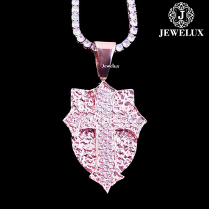 Colgantes de Cruz Hip Hop de Plata 925 Chapados en Oro con Incrustaciones de Diamantes de Imitación Jewelux de Calidad Premium, Certificados IGI, Unisex, Venta al por Mayor, Mejor Precio en India - Product Image 3