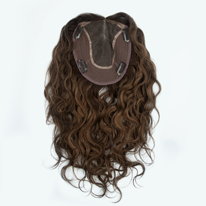 Topper de Cabello Humano Ondulado con Base Mono y Trama, para Mujer, Cabello Virgen Europeo con Cutícula Alineada, Topper Rizado con Encaje - Product Image 2