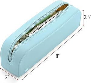 Estuche de lápices de silicona multifuncional estético amarillo con patrón geométrico Diseño de bolsa de cosméticos pequeña - Product Image 2