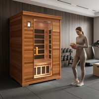 Sauna de Vapor Seco Portátil Moderna para 2 Personas, con Calentador de Carbono de Bajo EMF e Infrarrojos Lejanos, en Madera de Hemlock/Cedro Rojo Sólido