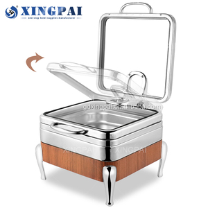 XINGPAI Attrezzatura per <span class=keywords><strong>Catering</strong></span>, Nuovo Design Scaldavivande Quadrato in Acciaio Inox con Coperchio in Vetro Idraulico, Set Buffet - Product Image 5