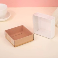 Boîte cadeau en papier kraft recyclable avec couvercle transparent pour bougies, portefeuilles, Noël, gâteaux, bonbons, fêtes, bricolage, carton
