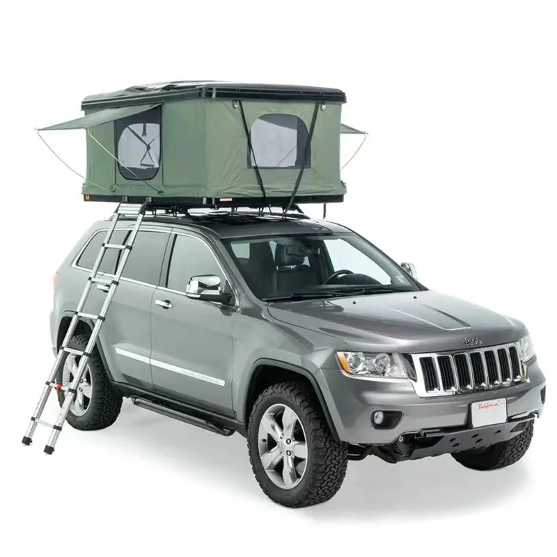 Camping Aluminum Roof top Tent for Off Road 4x4 SUV - Universal Hard Shell Alloy Overland Rooftop Tent for 2-3 Person