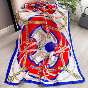Pañuelo Largo de Satén para Mujer, Imitación de Seda Estampada, Elegante, Protección Solar de Verano, Capa Decorativa para Viajes al Aire Libre, Chal Exterior - Product Image 3