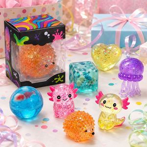 Soft Crystal Animal Squeezers Colorful TPR Fish Bowl Puffer Cube Diamond Tactile Calm Birthday Giveaway Set - Product Image 5