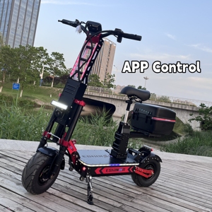 Trottinette électrique pliable pour adultes, puissante, avec siège, pneus larges tout-terrain de 13 pouces et 14 pouces, 72 V, 8000 W, double moteur - Product Image 2