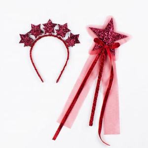 มงกุฎเจ้าหญิงสำหรับงานปาร์ตี้ฮาโลวีน 2 ชิ้น พร้อมไม้กายสิทธิ์รูปดาววิบวับ และที่คาดผมประดับดาววิบวับ ของขวัญวันเกิด - Product Image 2