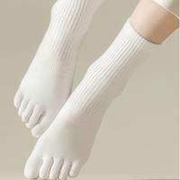 Chaussettes à orteils pour hommes et femmes, chaussettes mi-mollet côtelées, douces, respirantes, décontractées, confortables, grises, tendance, chaussettes séparatrices d'orteils