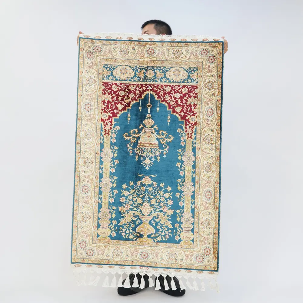 Tappeti belgio persiano su 100 seta fatta a mano preghiera tappeto di seta multicolore turco