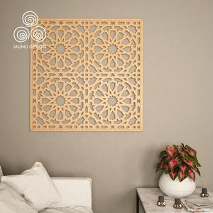 Panneau mural en bois de cyprès d'Inde 3D <span class=keywords><strong>MUMU</strong></span>, séparateur de pièce en bois pour salon, écran décoratif - Product Image 1