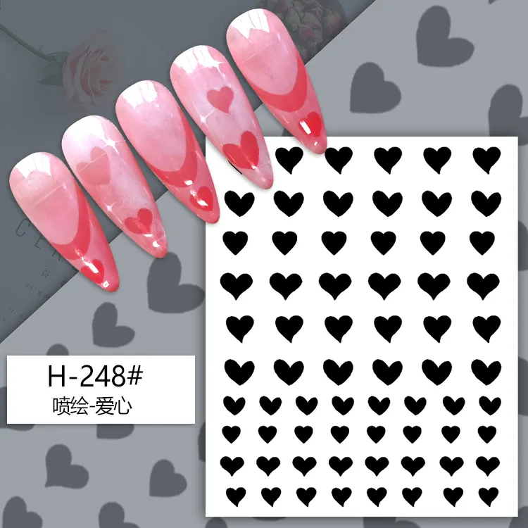 Semplice adesivo per unghie scavato modello di pittura spray per unghie adesivo fai da te scavato farfalla orso 2d nail art