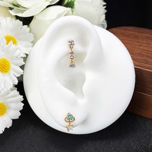 <span class=keywords><strong>Piercing</strong></span> d'oreille en titane G23 F136 à filetage interne, avec pendentif étoile orbitale et 5 zircons cubiques incrustés - Product Image 6