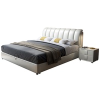 Lit Double Haut de Gamme en Cuir 1,8 m, Design Moderne, Cadre de Lit de Luxe pour Chambre à Coucher, Taille King/Queen