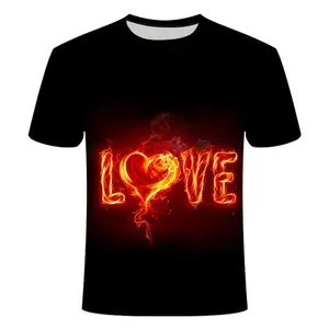 Flame Love Custom Designed T-Shirts Manufacturers Direct Selling Polyester Short-Sleeved Clothing Casual Comfortable Summer Tee