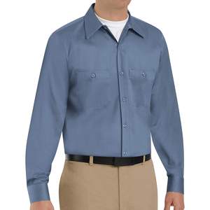 Red Kap Men's Long Large Workshirt Postman Blue Algodón resistente a las arrugas para ropa de trabajo - Product Image 3
