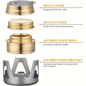 Estufa de Alcohol GeerTop, Quemador de Latón Portátil para Camping y Exteriores, Combustible Sólido, Uso Manual - Product Image 4