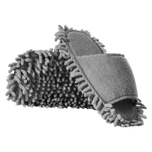 Home Slippers <b>Microfiber</b> Cleaning Floor <b>Mop</b> Shoes Open Toe Grey Anti Slip For Indoor Use - Product Image 1