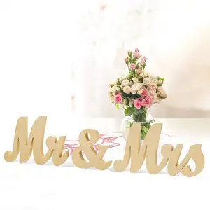 Wedding Table Decoration Mr & Mrs Letters Sign Vintage Style Wooden DIY Decor For Wedding Decoration Table Wedding Centerpieces