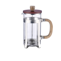 Cafetière à pression française, théière, en acier inoxydable, avec récipient intérieur en verre et bambou, couvercle en bambou, filtre, cafetière à thé française