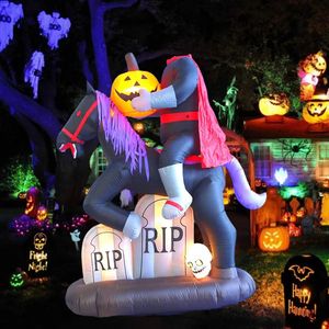 Halloween inflable jinete sin cabeza hombre sin rostro caballo 6 pies Halloween inflables fiesta al aire libre decoración de jardín - Product Image 6