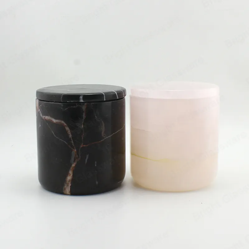 Luxe Kaars Jar 30cl Onyx Steen Roze Kaars Vessel Met Deksel Voor Kaarsen Maken