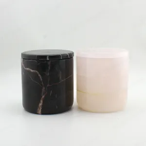 Luxury Candle Jar 30cl Onyx Stone Pink Candle Vessel With Lid For Candle Making
